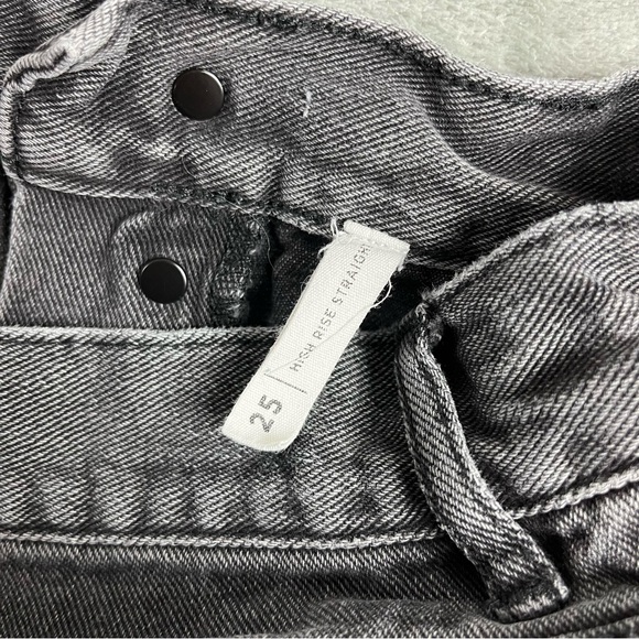 PacSun High Rise Straight Leg Jeans 25 Faded Black Gray Distressed 90s Grunge - Picture 9 of 15